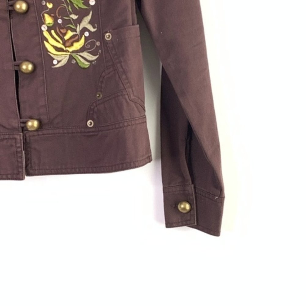 SUGAR LIPS Brown Embroidered Jacket #AA17 - Picture 4 of 7